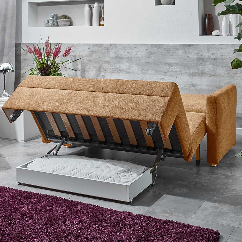 Hellbraune Schlafcouch hochwertig - Furciano