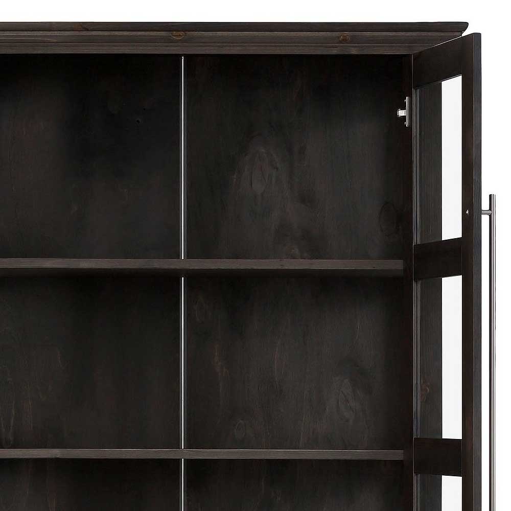 Vitrine aus dunkel lackiertem Kiefernholz - Syvila