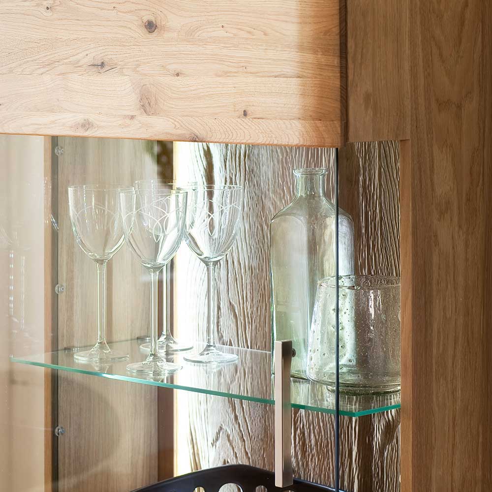 1-türige Schrank Vitrine aus Massivholz - Crokas