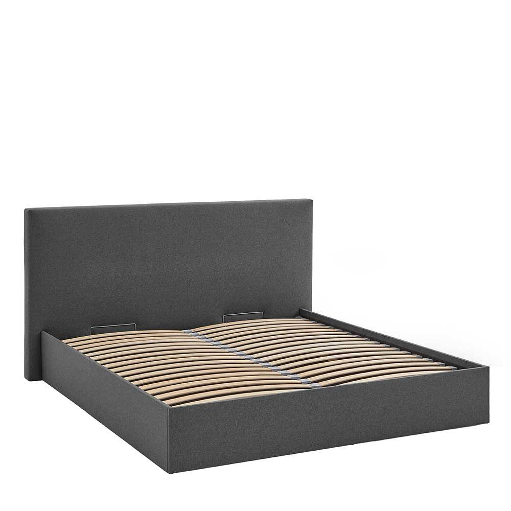 Doppelbett mit Stauraum in Anthrazit Stoff - Clarford