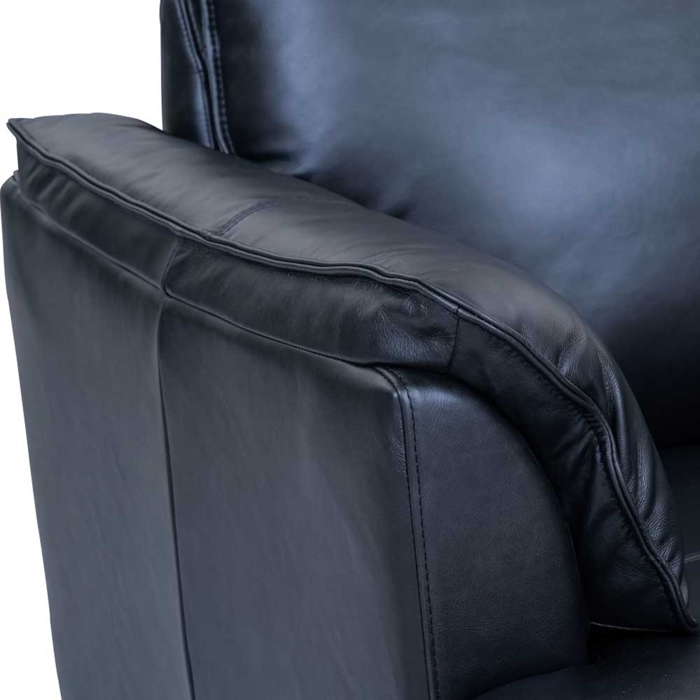 Schwarze Wohnzimmercouch aus Leder in Vintage Optik - Lagon
