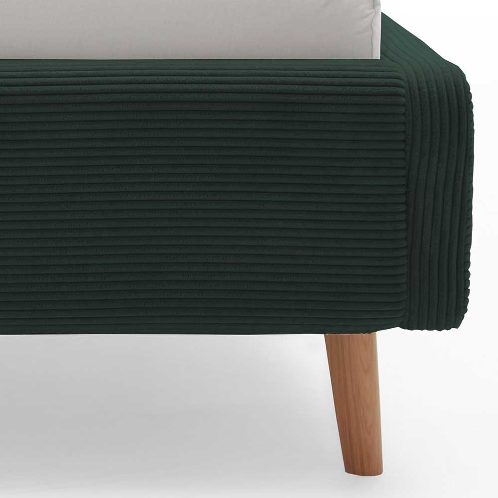 Doppelbett in Dunkelgrün Cord - Topra