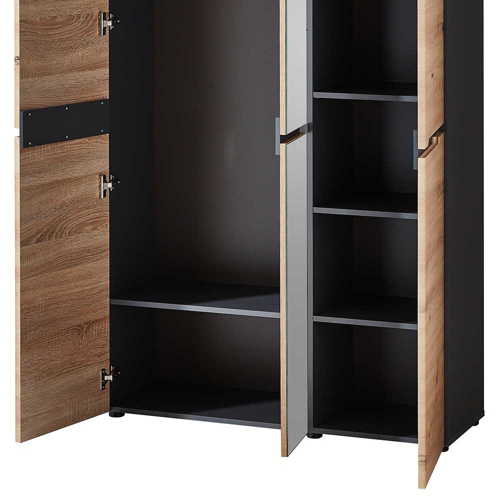 105x192x38 cm Dielen Kleiderschrank mit Spiegel - Kuetra