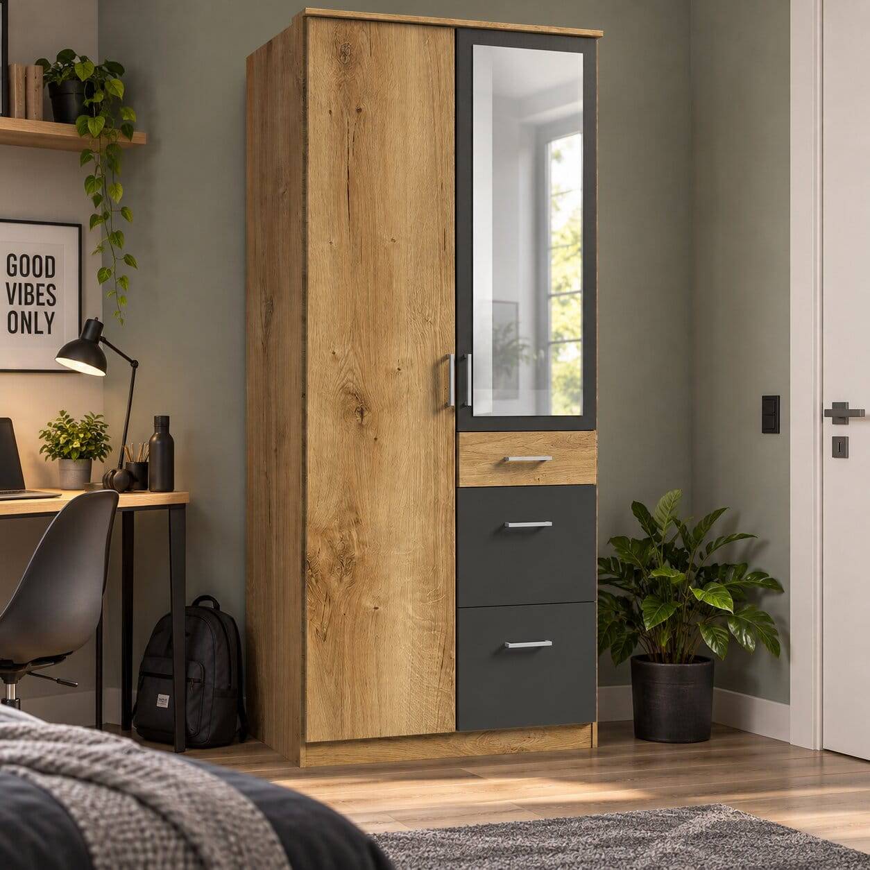 Schlafzimmerkleiderschrank 91 cm breit - Leviza