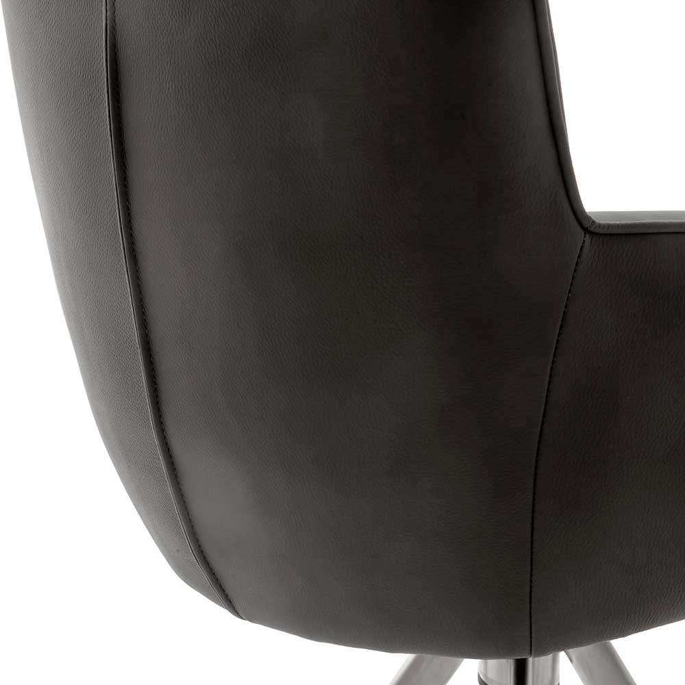 Armlehnenstuhl in Anthrazit Leder - Carbonaro (2er Set)