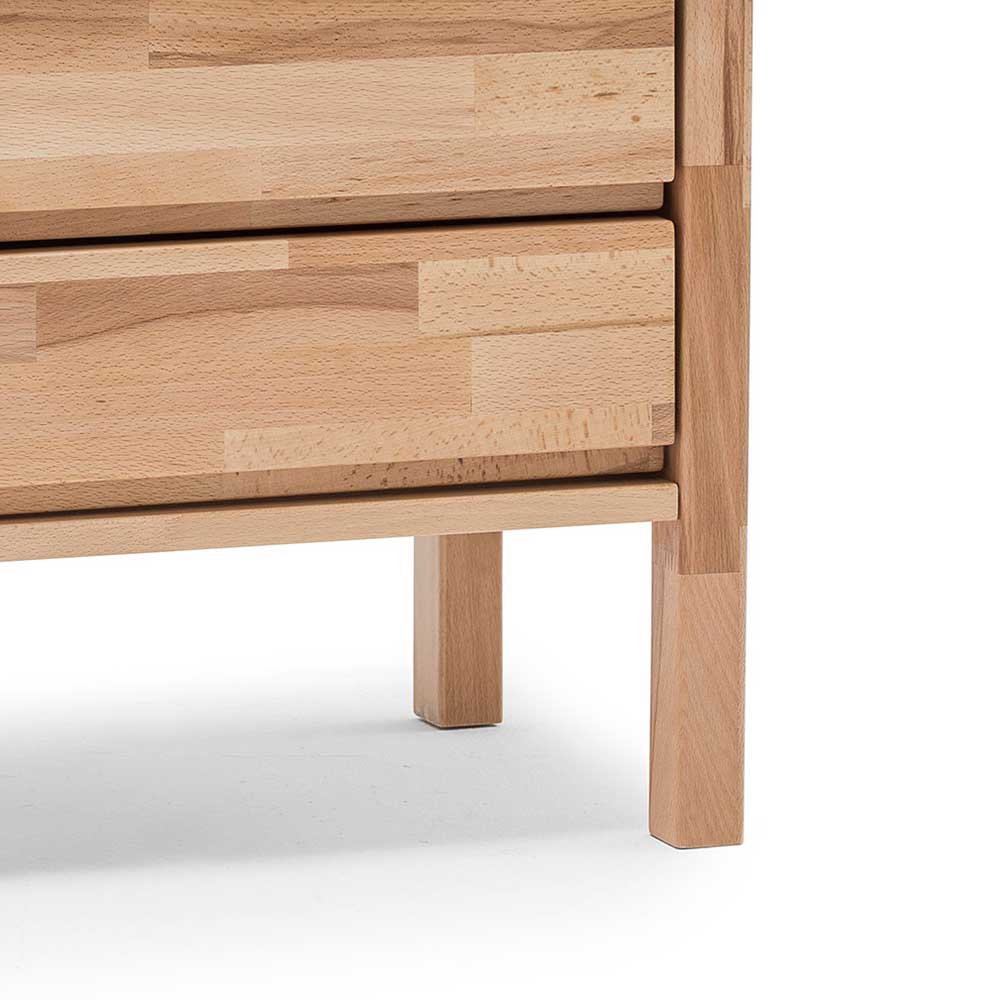 Schubladen Nachtschrank aus Kernbuche mit stabilen Holzfüßen und Schubladen – Emena