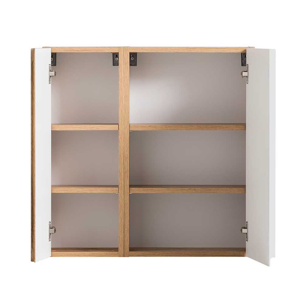 Offener Badezimmer Wandschrank mit zwei Fächern und Holzböden – Eight