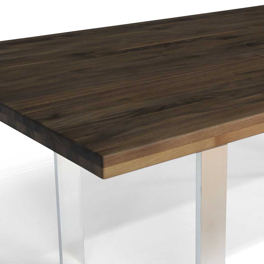 Designtisch aus Nussbaum Holz & Edelstahl - Yocha