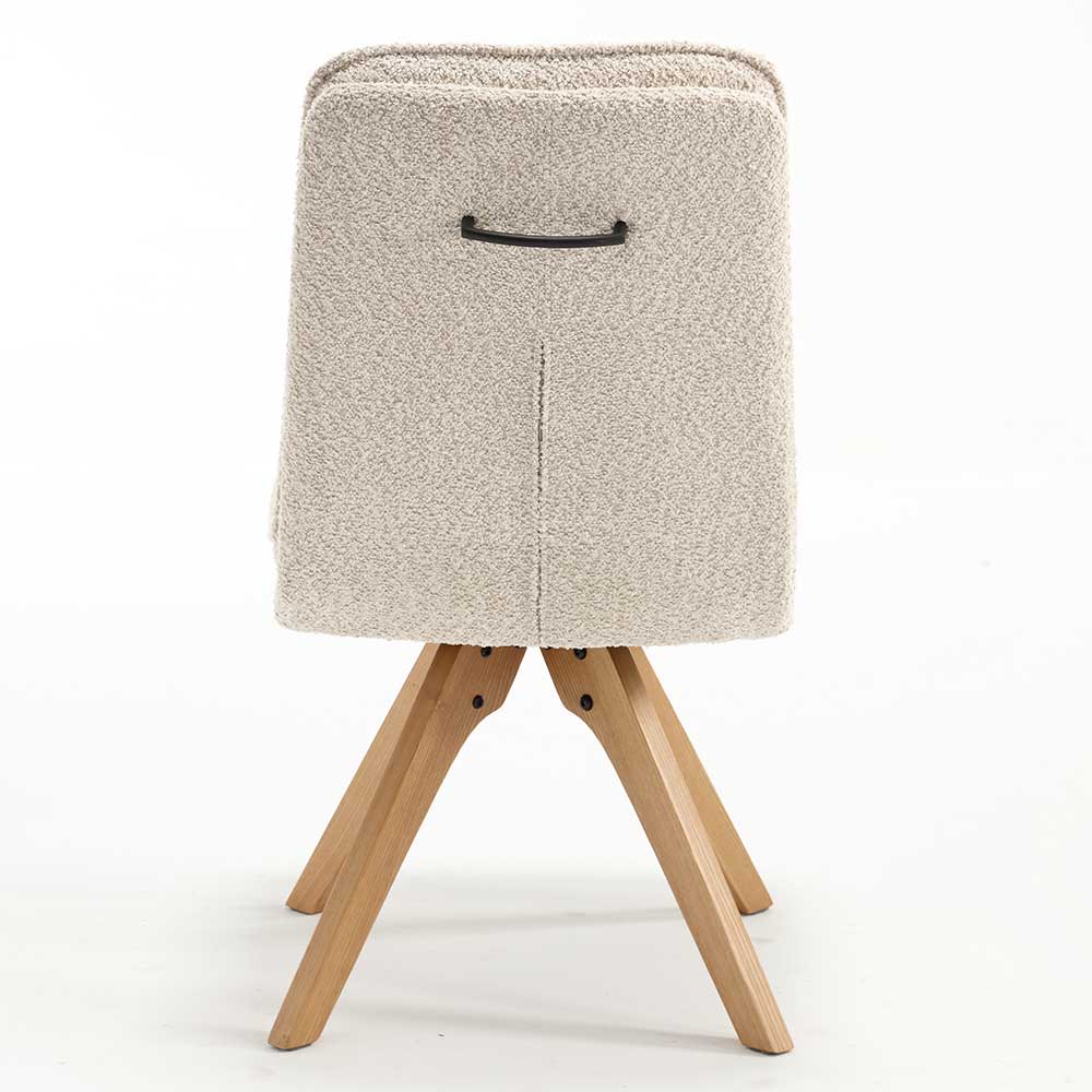 Boucle Stuhl mit Holz Drehgestell - Beluah (2er Set)
