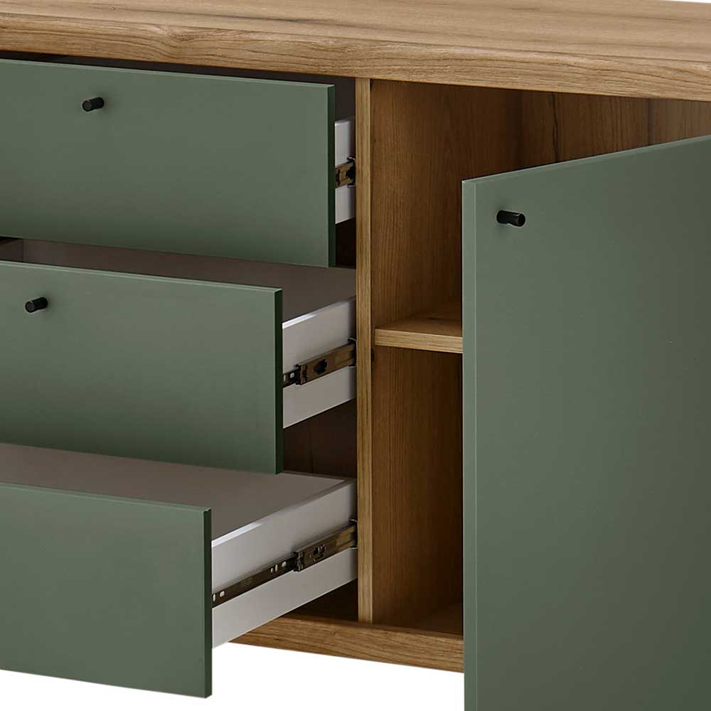Sideboard in Graugrün & Wildeiche - Oliva
