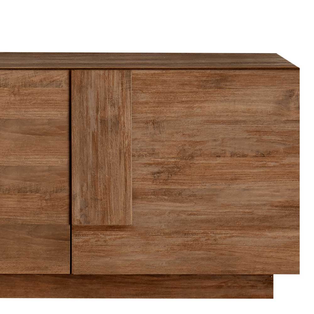 Rustikale Holzoptik und grifflose Türen des TV Schranks – Basento