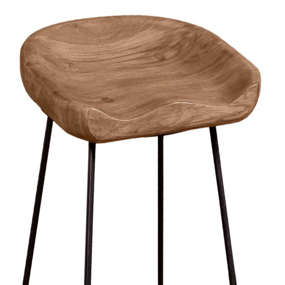 Industrial Barhocker Smantana aus massivem Akazienholz