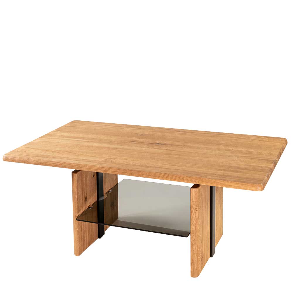 Höhenverstellbarer Sofatisch aus Eiche massiv - Gravura