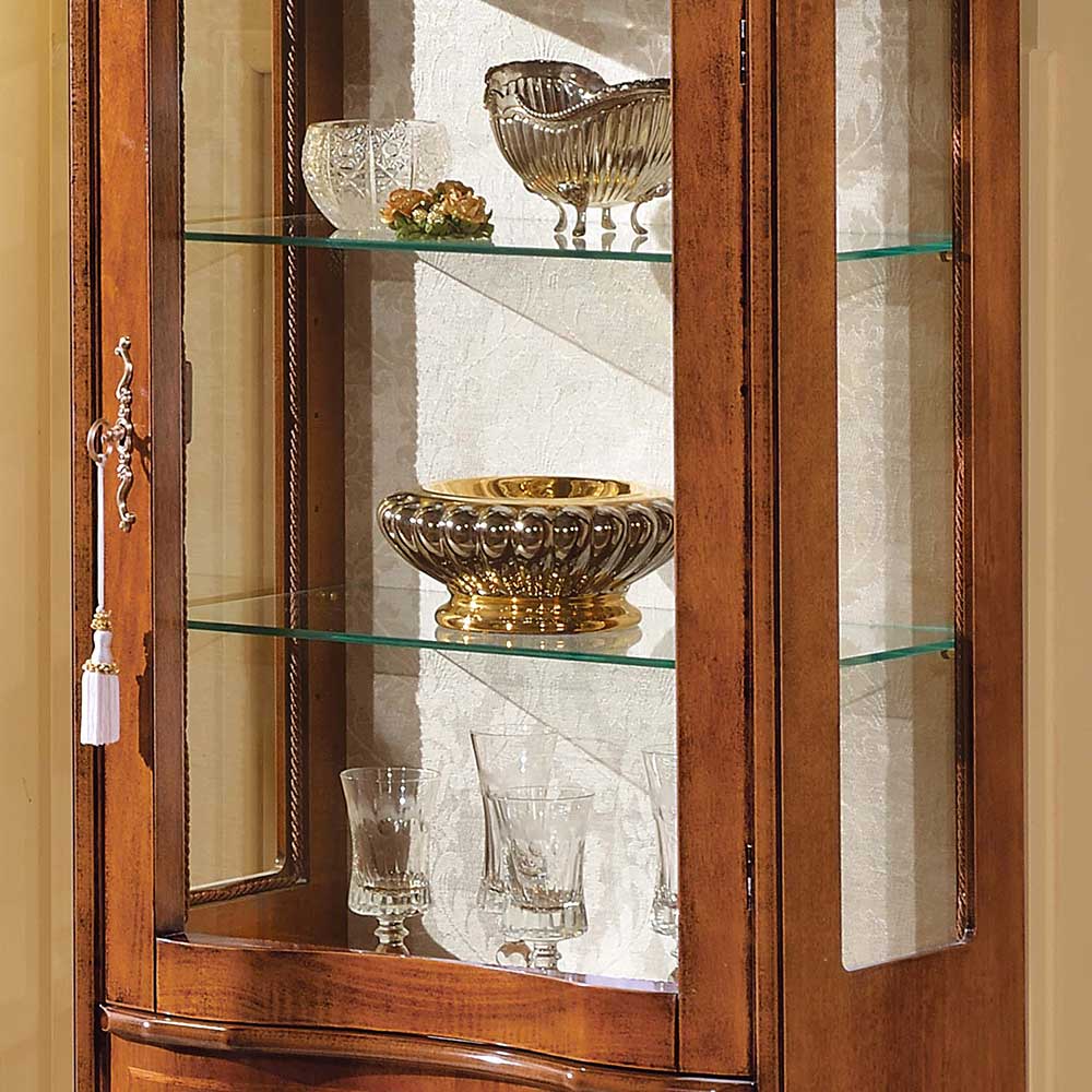 1-türige Vitrine im Barockstil mit Glasfront und detailliertem Griff – Agosto