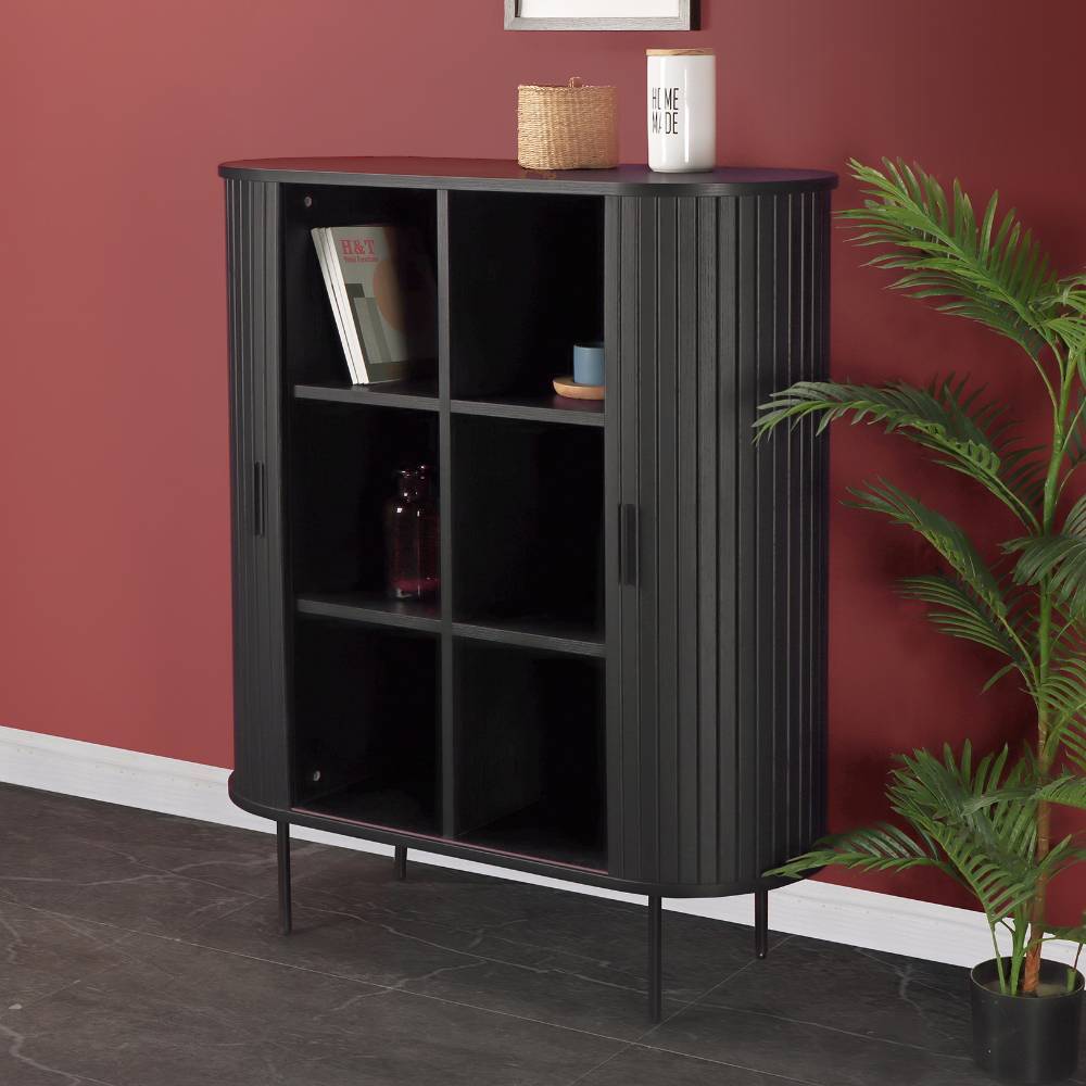 Ovales Schiebetüren-Highboard im Retro Design - Lurymav