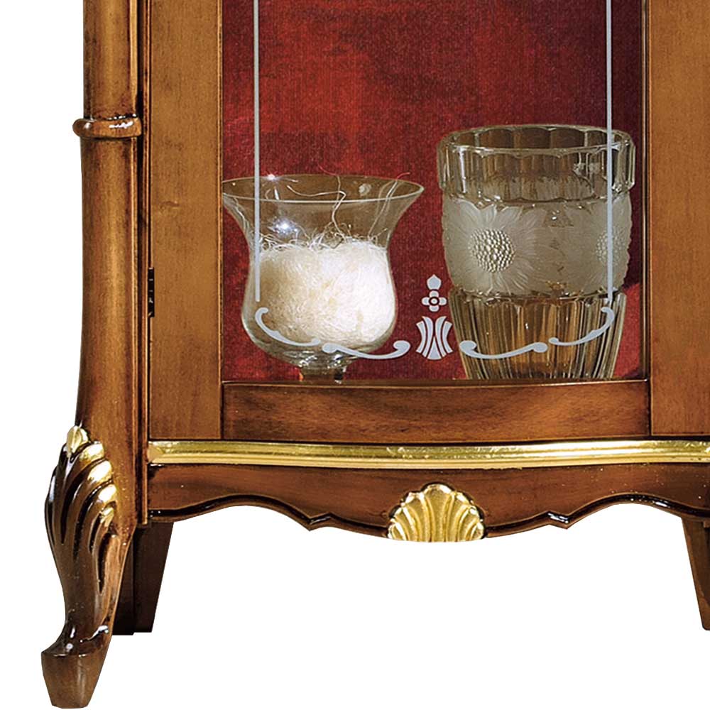 Italienische Vitrine in Nussbaum & Gold & Rot - Carlenna I