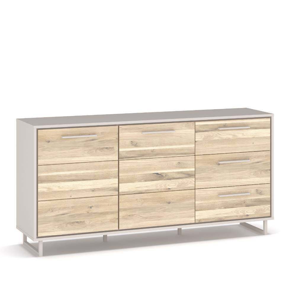 Kombi-Sideboard in Eiche Bianco und Kreideweiß - Loca