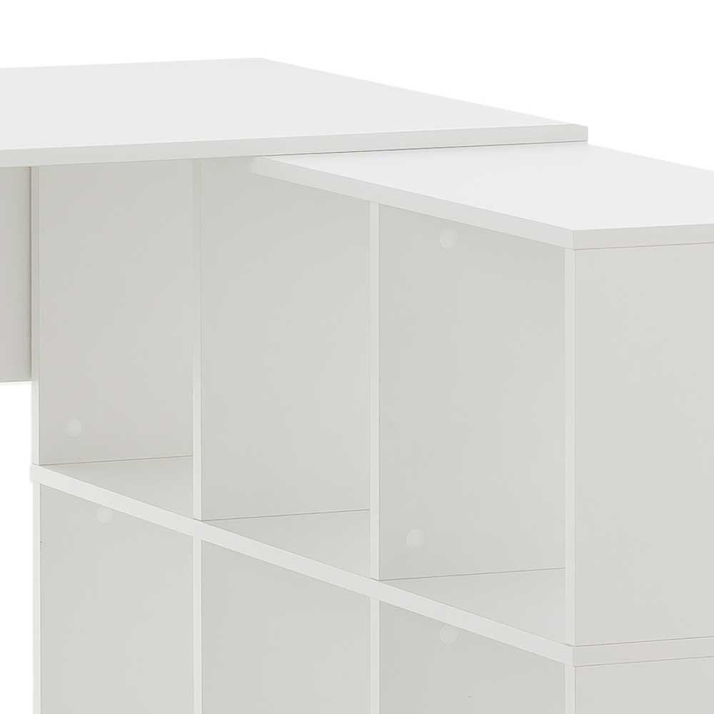 Weißer Schreibtisch mit seitlichem Regal - Obtin