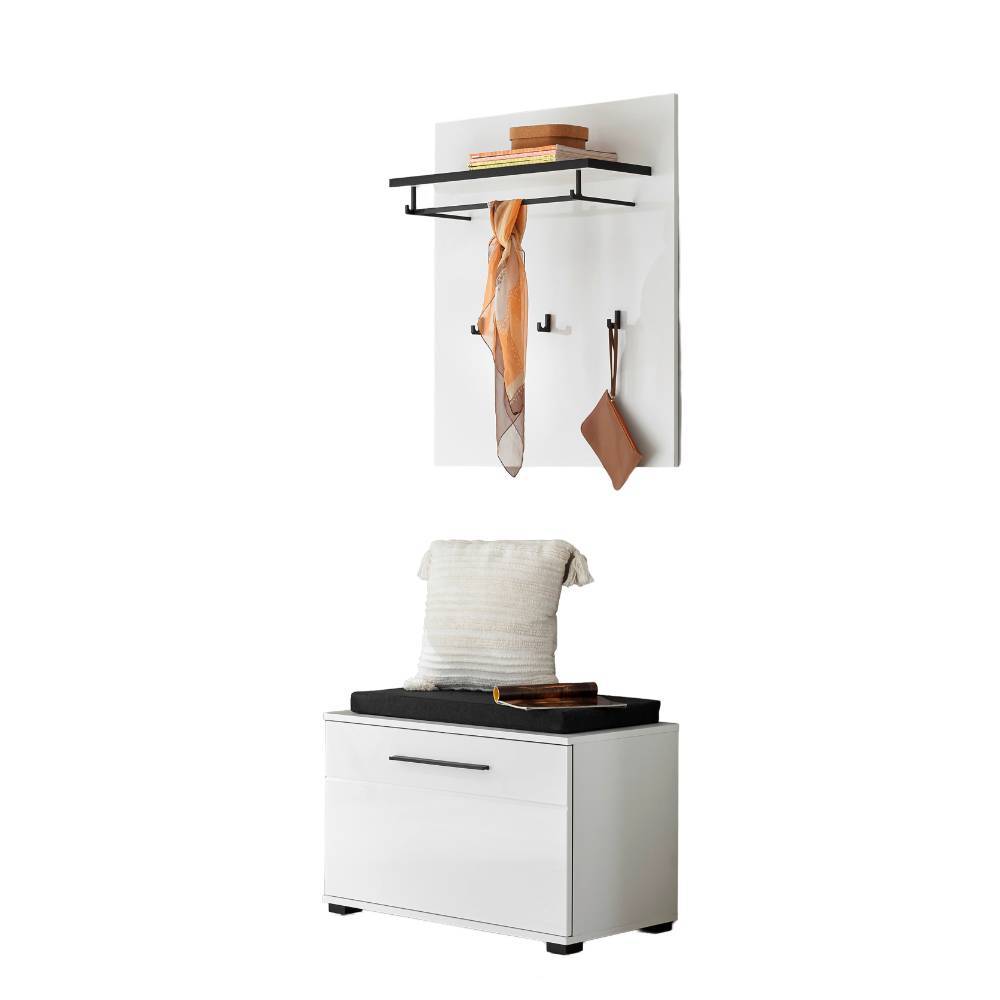 Garderobenpaneel und Flurbank Set - Ingmesan (zweiteilig)