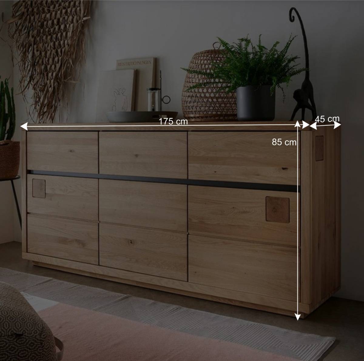 175x85x45 cm Massivholz Sideboard auf Sockel - Embleys