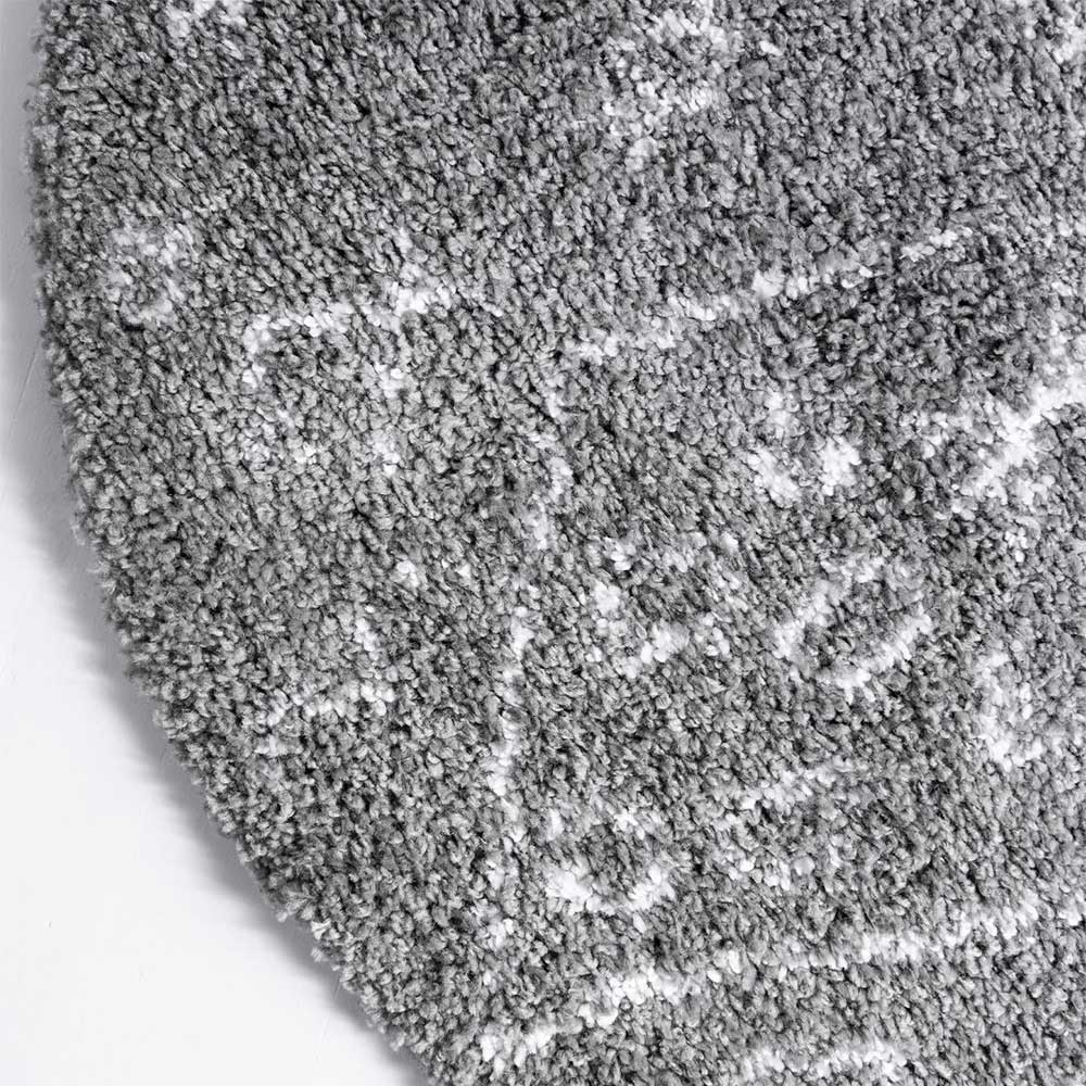 Weicher Hochflor Teppich in Grau und Creme - Vuturava