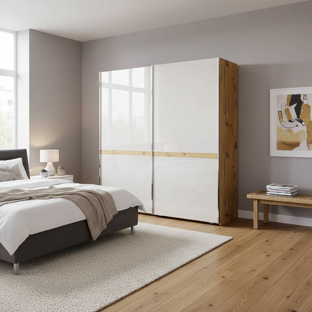 2-türiger Schwebetüren Kleiderschrank 200cm breit - Crascanu