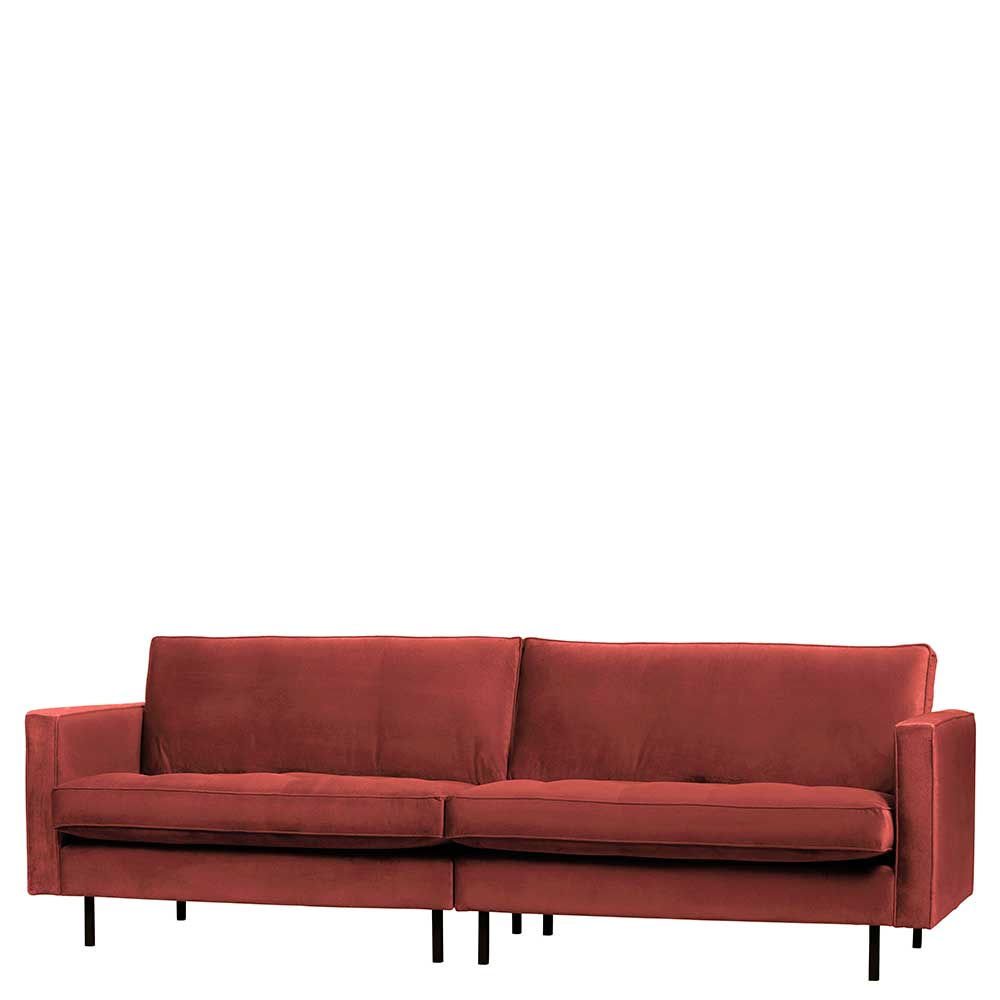 275 cm breite Polstercouch in Kastanienfarben Samt - Enzing