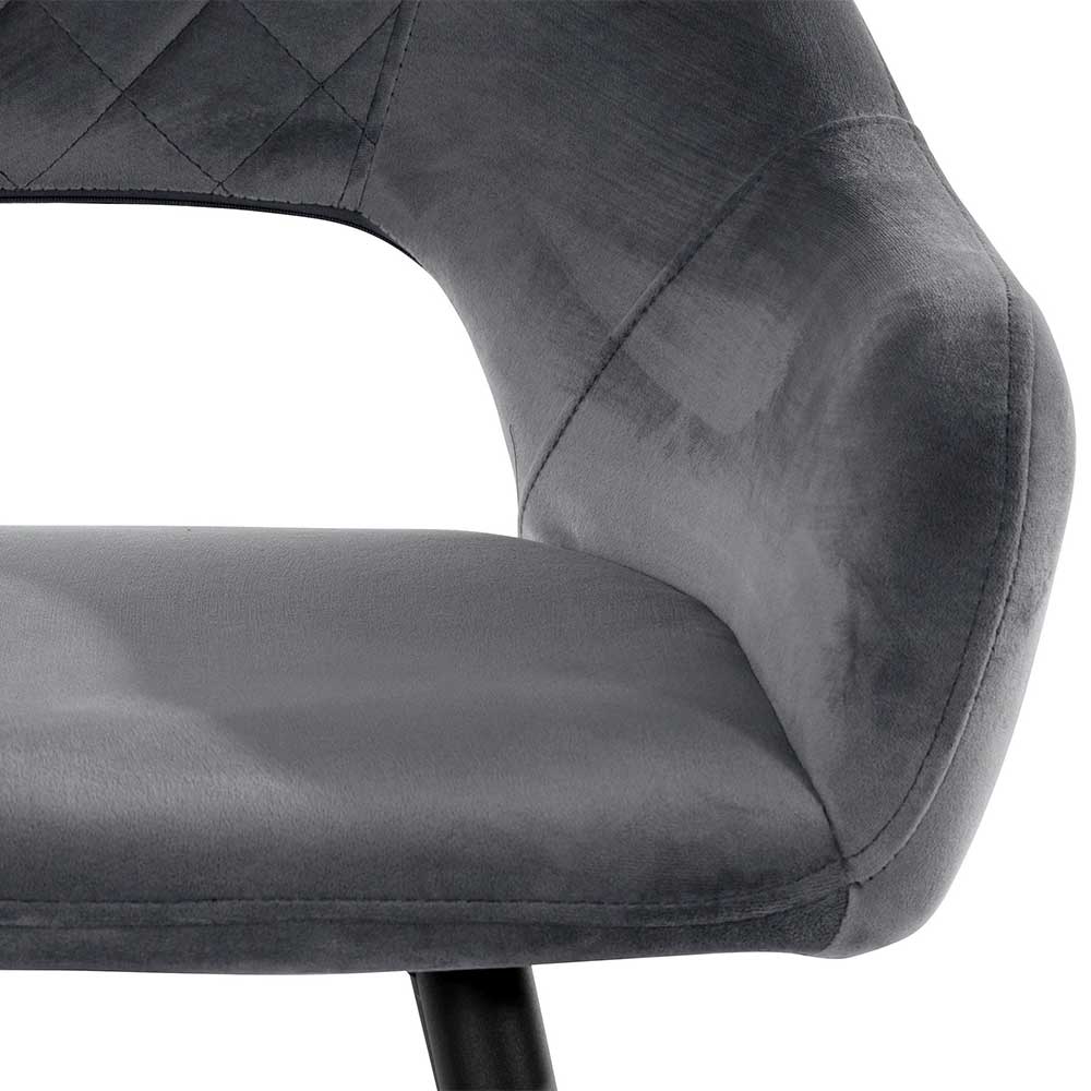 Skandi Armlehnenstühle in Grau Samt - Diniera (2er Set)