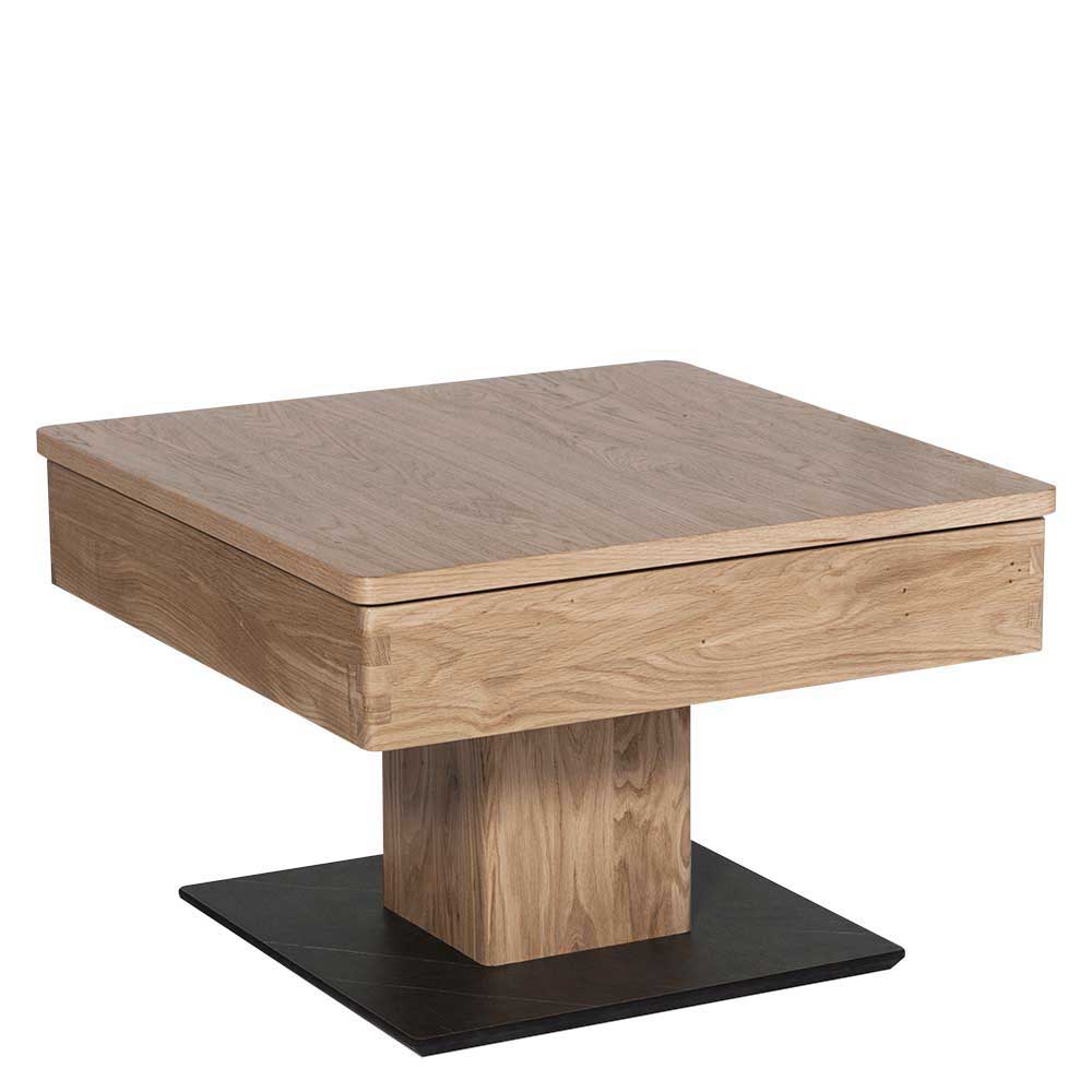 Quadratischer Couchtisch aus Eichenholz mit geschlossener Tischplatte und integriertem Stauraum – Fymo