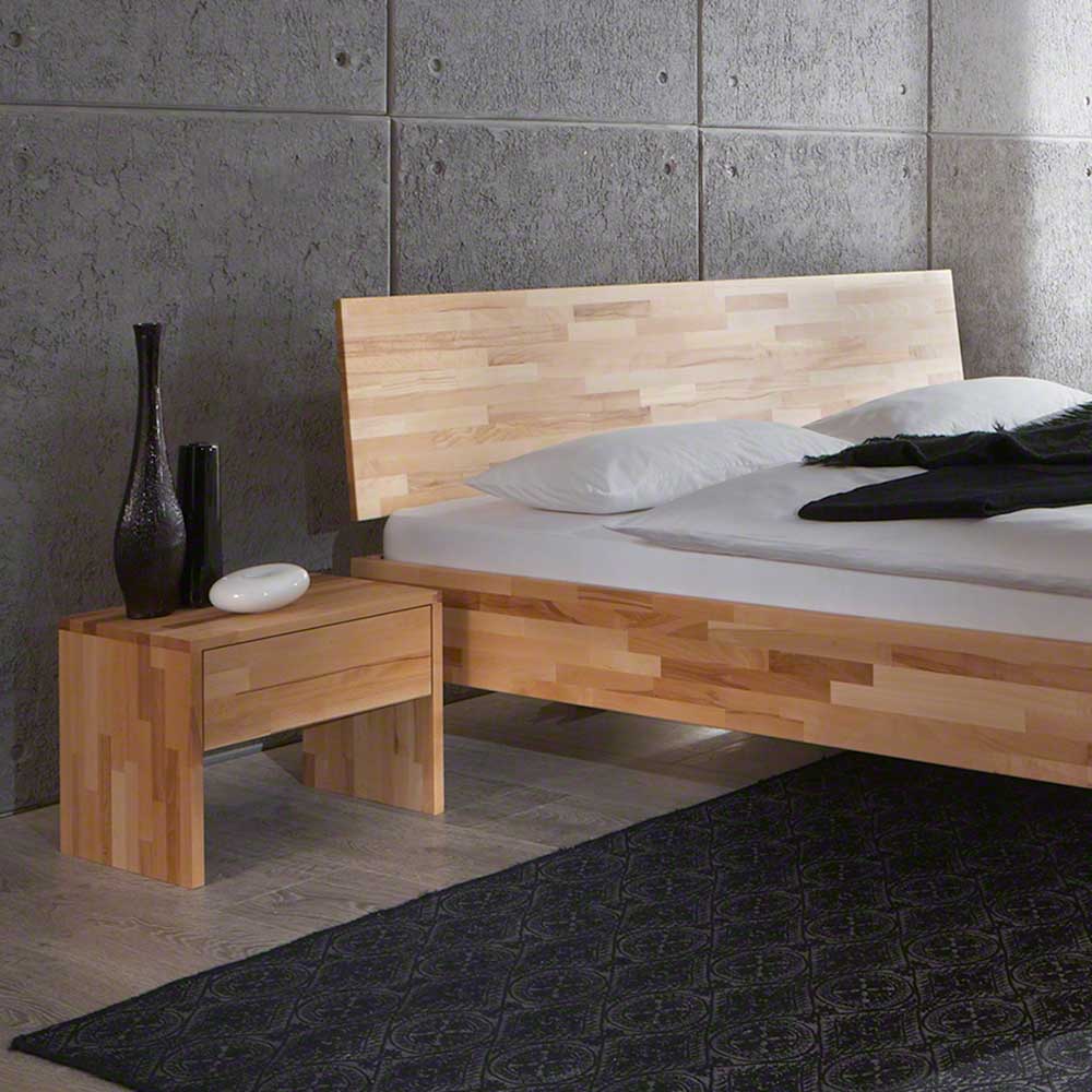 Massivholz Doppelbett Acientra aus Kernbuche geölt (dreiteilig)