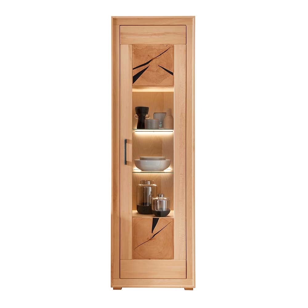 Moderne 1-türige Vitrine aus Kernbuche geölt - Sarosca