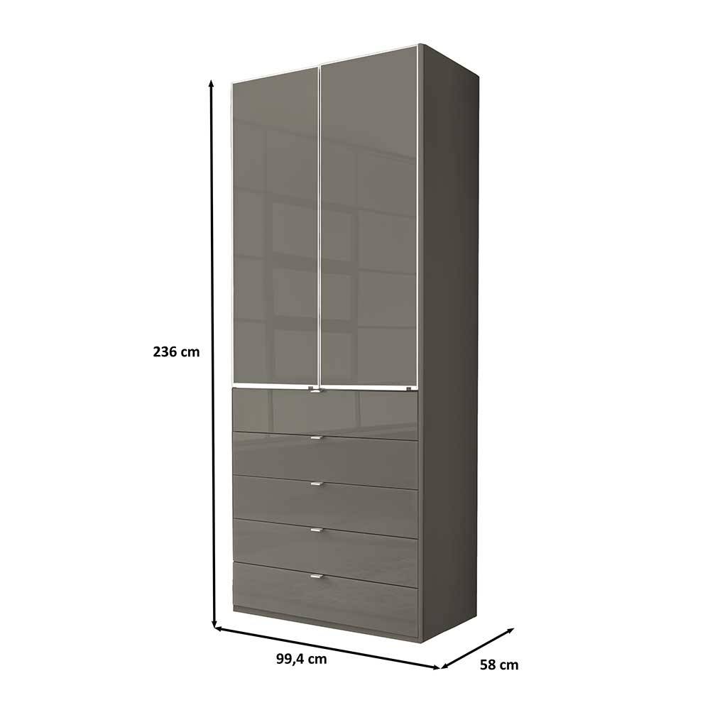 Brauner Schlafzimmerschrank mit Glasfront - Madita