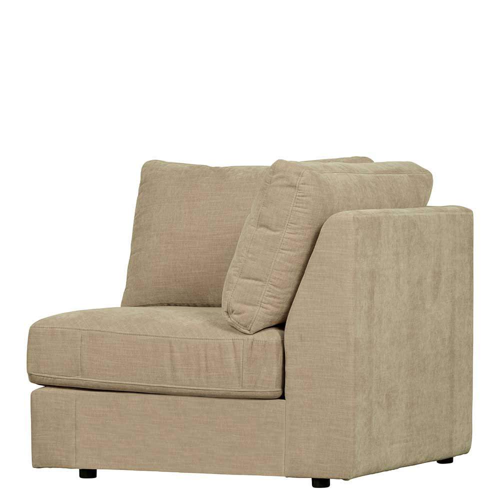Beige Stoff Modul Eckelement mit linker Armlehne und tiefen Sitzpolstern – Philippe