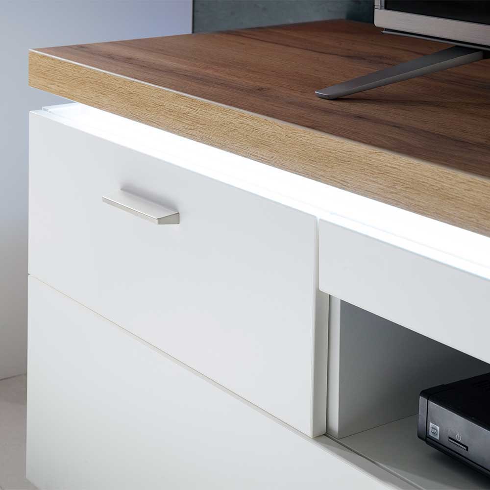 Topp TV Element in Weiß & Wildeiche mit LED - Caldri