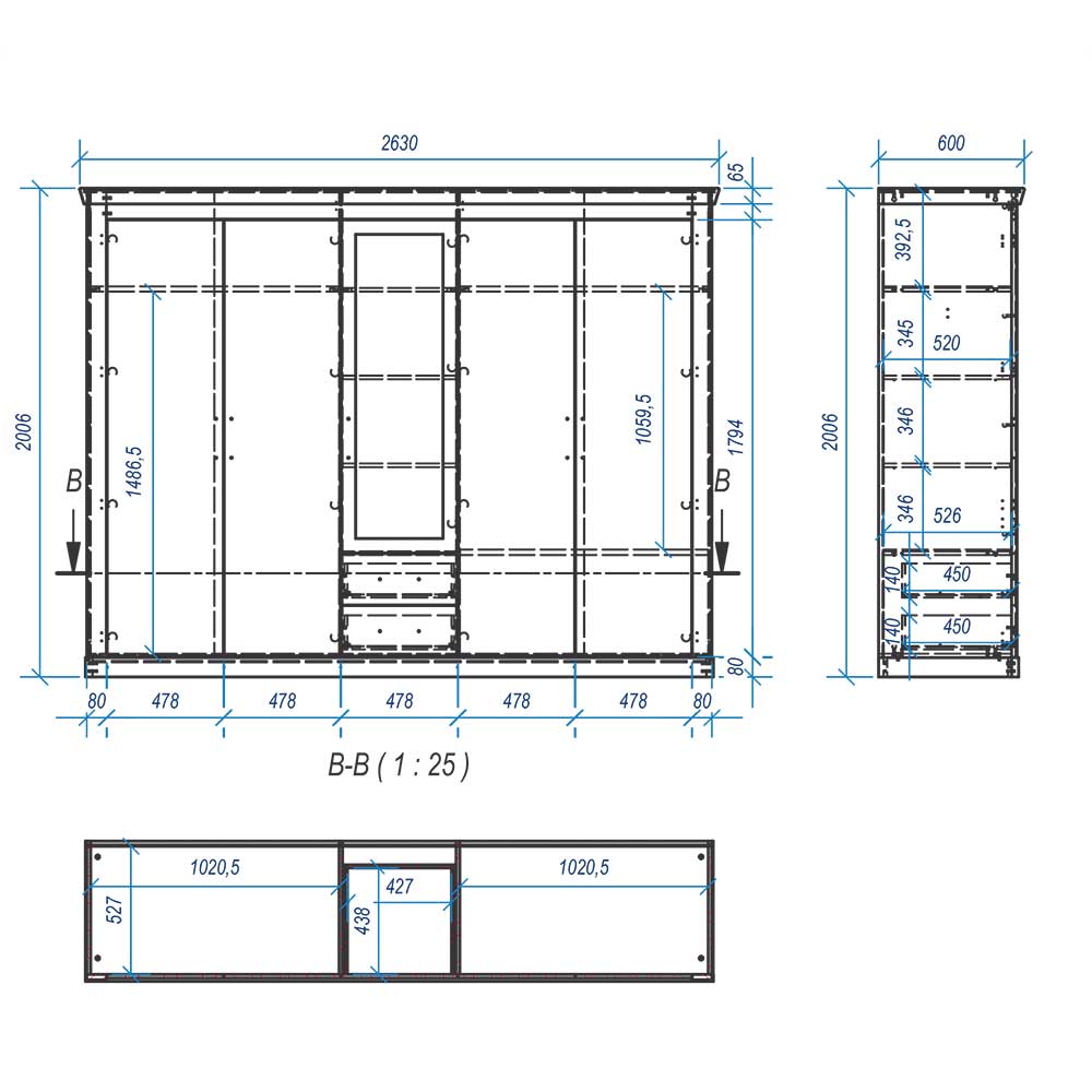 5-türiger Landhaus Schrank zweifarbig - Nedita