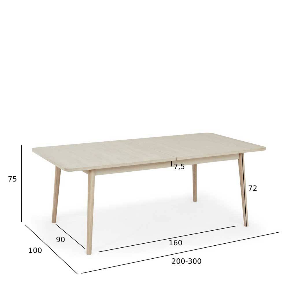 Scandi Chic Esszimmer Ausziehtisch in Eiche Weiß - Rosanna