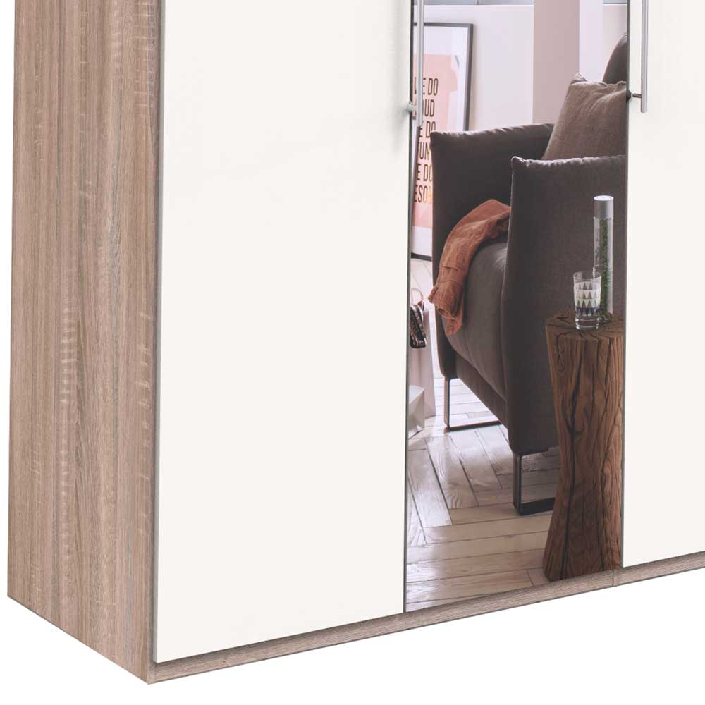 Falttüren Schlafzimmerschrank in Weiß mit Spiegel - Vaclyn