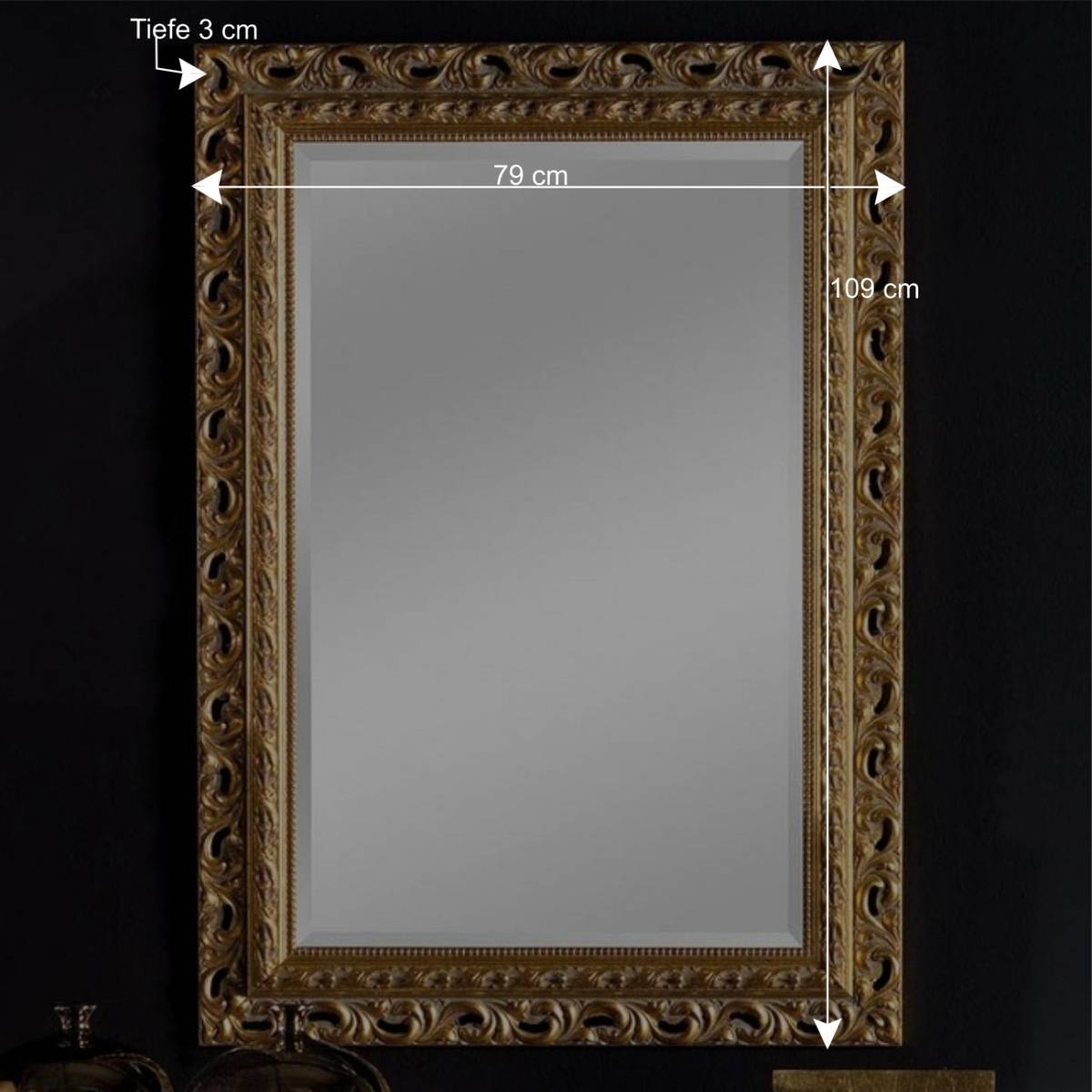 Spiegel mit silberfarbenem Rahmen Dentro Blumenmuster