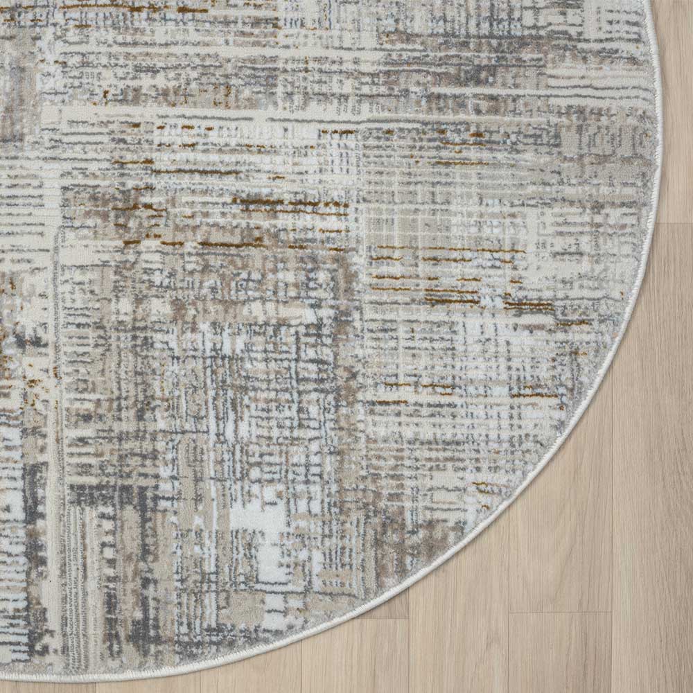120 cm Runder Teppich in Hellgrau & Creme - Cranoz