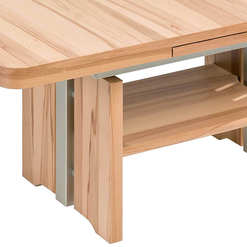 Sofatisch aus Massivholz mit Kulissenauszug und praktischem Ablagefach unter der Tischplatte – Fotalma