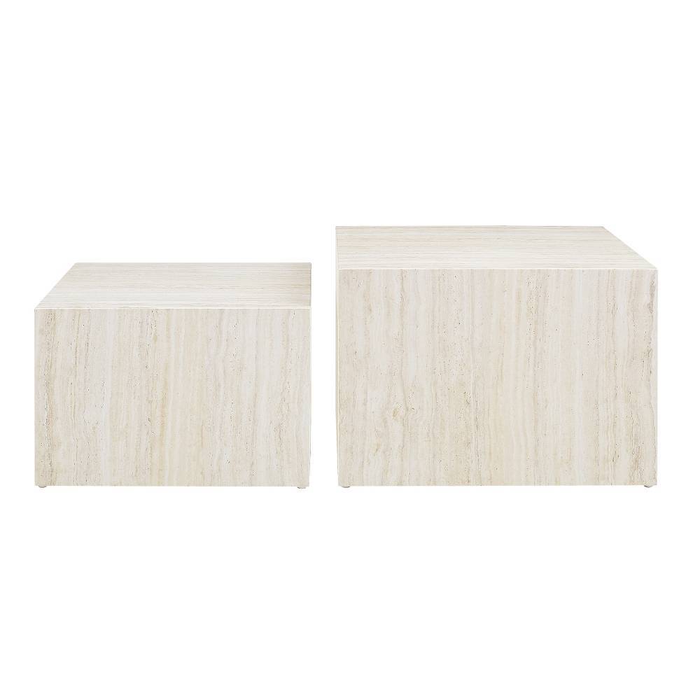 Sofatisch Duo in Travertin Optik - Charon (zweiteilig)
