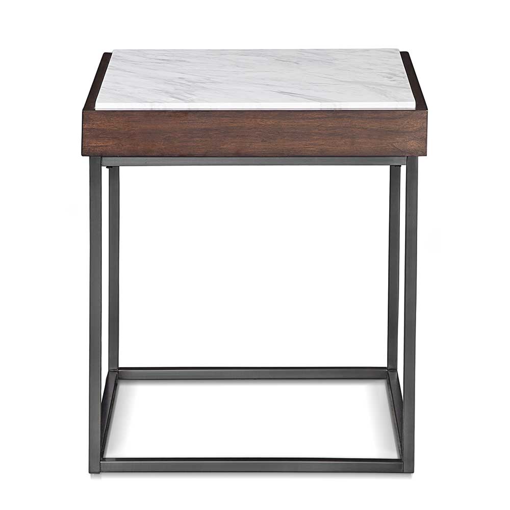 Design Beistelltisch mit Marmorplatte in Weiß - Nuista