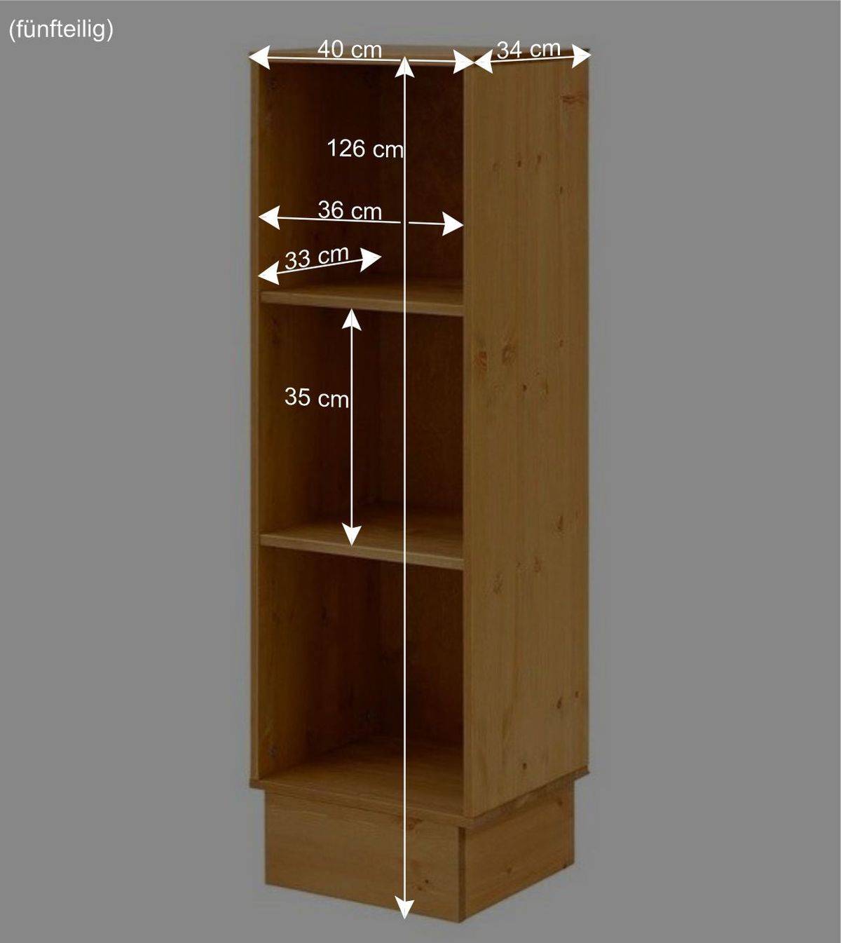 3 Fächer Standregal aus Kiefernholz - Fausanda