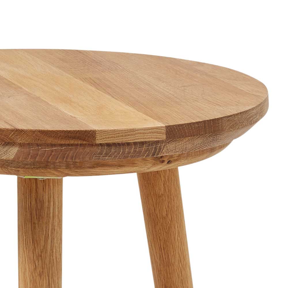 Runder Holz Beistelltisch aus Eiche Massivholz - Kopiana