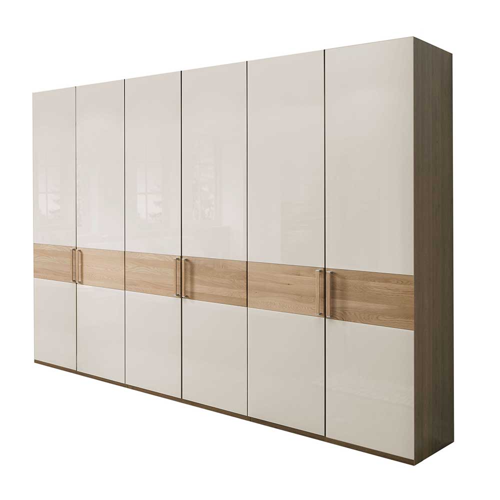 6-türiger Schlafraum Kleiderschrank in Glas Beige - Emdsiva I