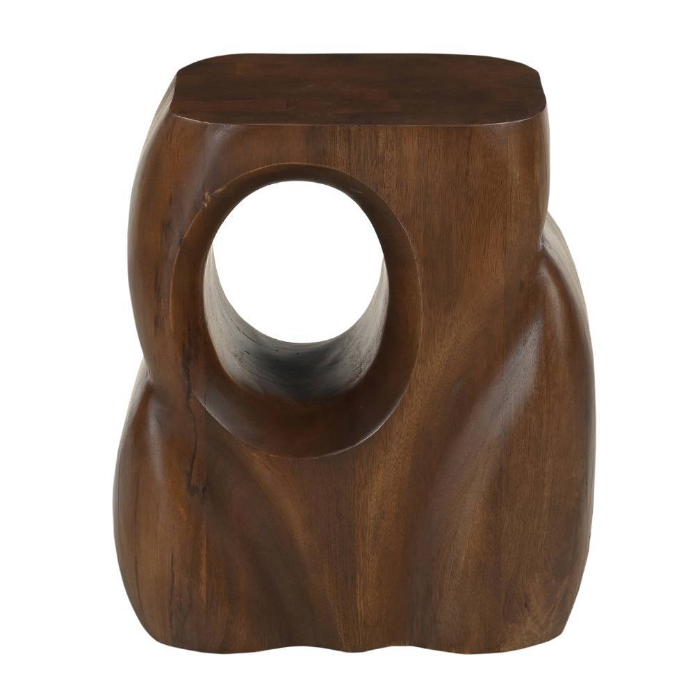 Dunkelbrauner Beistelltisch mit skulpturaler, organischer Form aus Holz für das Wohnzimmer – Tanky