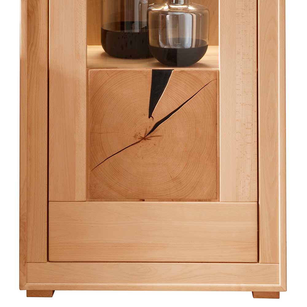 Moderne 1-türige Vitrine aus Kernbuche geölt - Sarosca