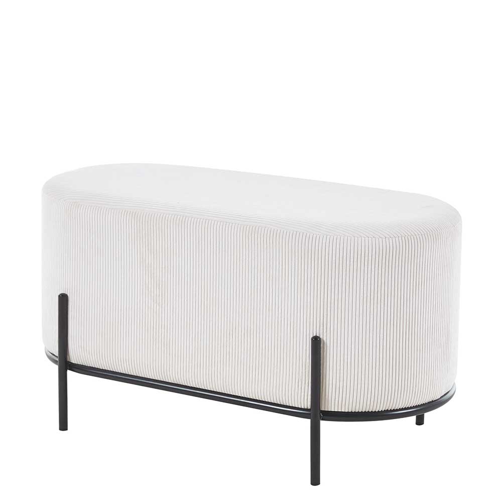 Ovaler Cord Hocker in Beige - Eglesio