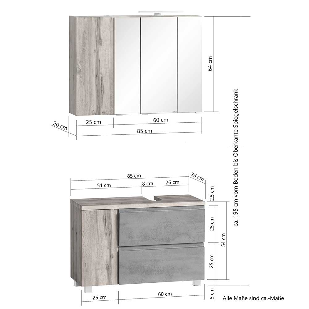 Design Bad Waschplatz Möbel - Mia (zweiteilig)