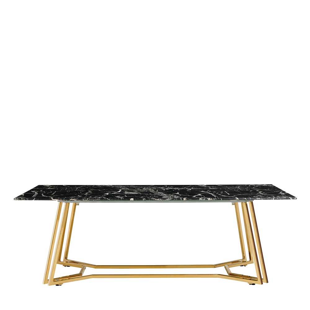 Glas Couchtisch in Schwarz Grau Marmor Optik - Goyan